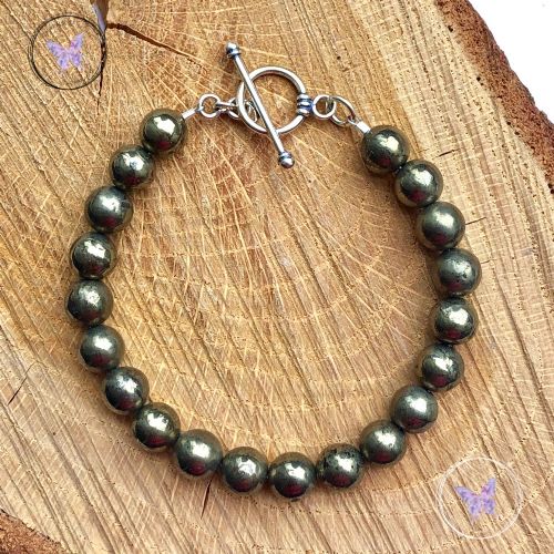 Pyrite Healing Bracelet With Silver Toggle Clasp